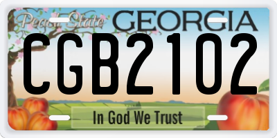 GA license plate CGB2102