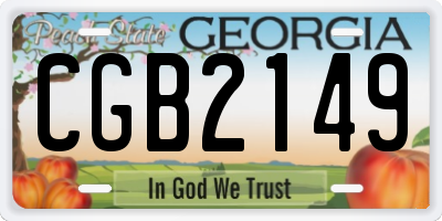 GA license plate CGB2149