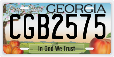 GA license plate CGB2575