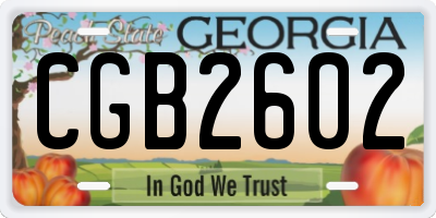GA license plate CGB2602