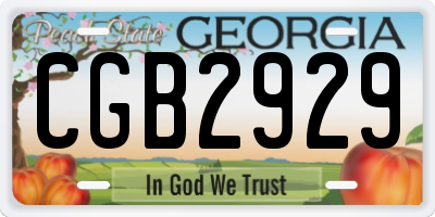 GA license plate CGB2929