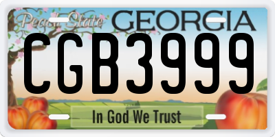 GA license plate CGB3999