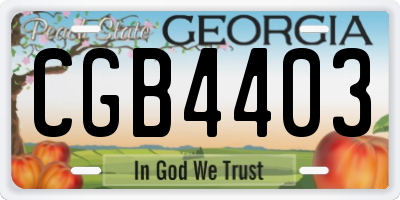GA license plate CGB4403