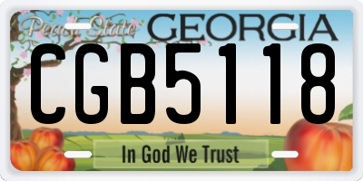 GA license plate CGB5118