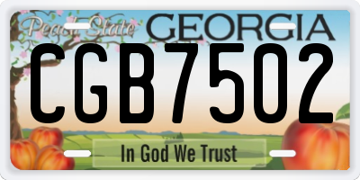 GA license plate CGB7502