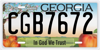 GA license plate CGB7672