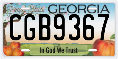 GA license plate CGB9367