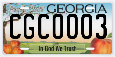 GA license plate CGC0003
