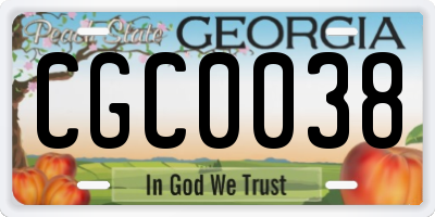 GA license plate CGC0038