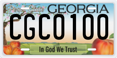 GA license plate CGC0100