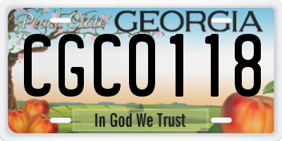 GA license plate CGC0118