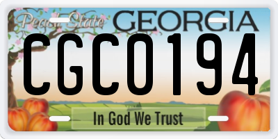 GA license plate CGC0194
