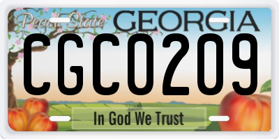 GA license plate CGC0209