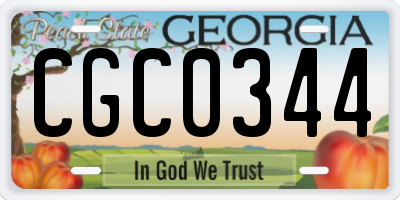 GA license plate CGC0344