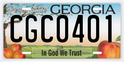 GA license plate CGC0401