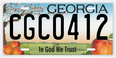 GA license plate CGC0412