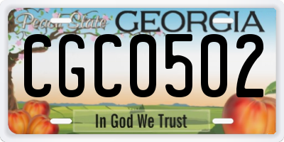 GA license plate CGC0502