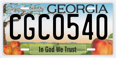 GA license plate CGC0540
