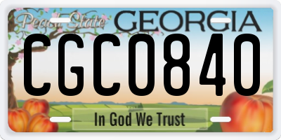 GA license plate CGC0840