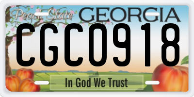 GA license plate CGC0918