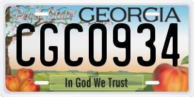 GA license plate CGC0934