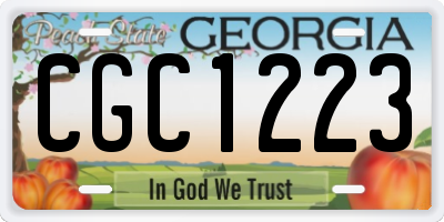 GA license plate CGC1223