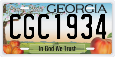 GA license plate CGC1934