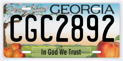GA license plate CGC2892