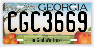 GA license plate CGC3669