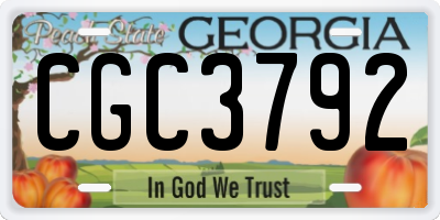 GA license plate CGC3792