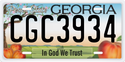 GA license plate CGC3934
