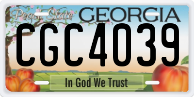 GA license plate CGC4039