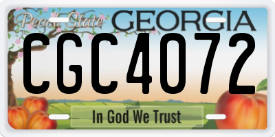 GA license plate CGC4072