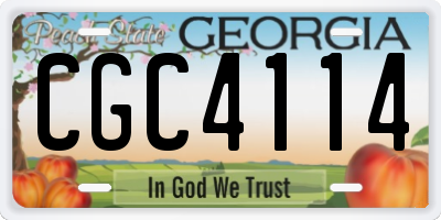 GA license plate CGC4114