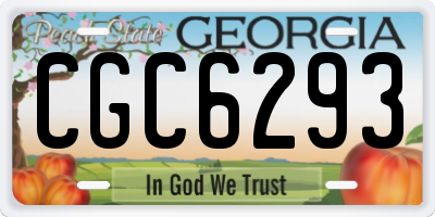 GA license plate CGC6293