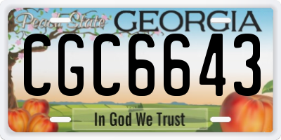 GA license plate CGC6643