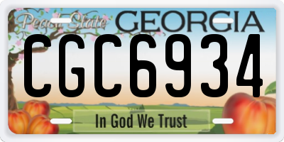 GA license plate CGC6934