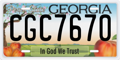 GA license plate CGC7670