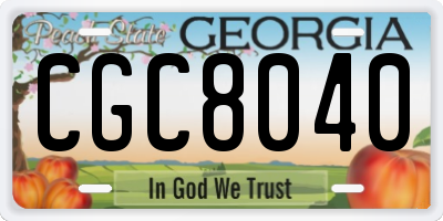 GA license plate CGC8040