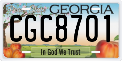 GA license plate CGC8701