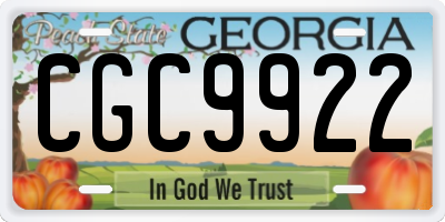 GA license plate CGC9922