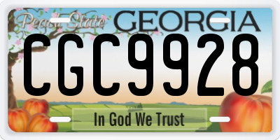 GA license plate CGC9928