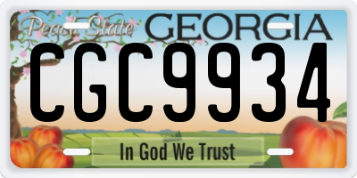 GA license plate CGC9934