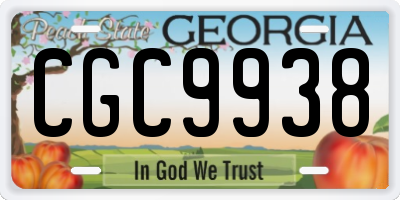 GA license plate CGC9938