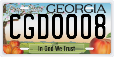 GA license plate CGD0008