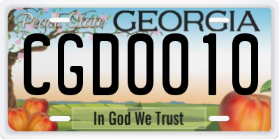 GA license plate CGD0010