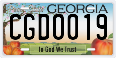 GA license plate CGD0019