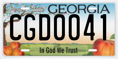 GA license plate CGD0041