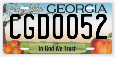 GA license plate CGD0052
