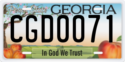GA license plate CGD0071
